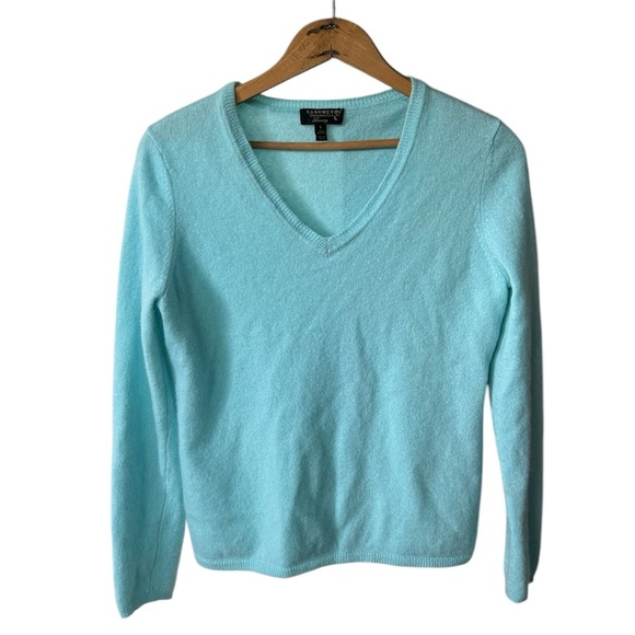 Cashmere Charter Club | Women’s turquoise v-neck long sleeve sweater, size L - Picture 2 of 13